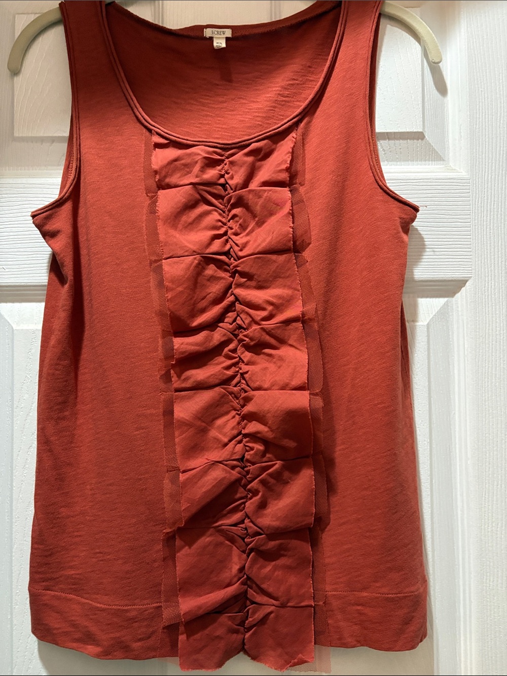 J. Crew Women's Rust Red Ruffle Front Tank